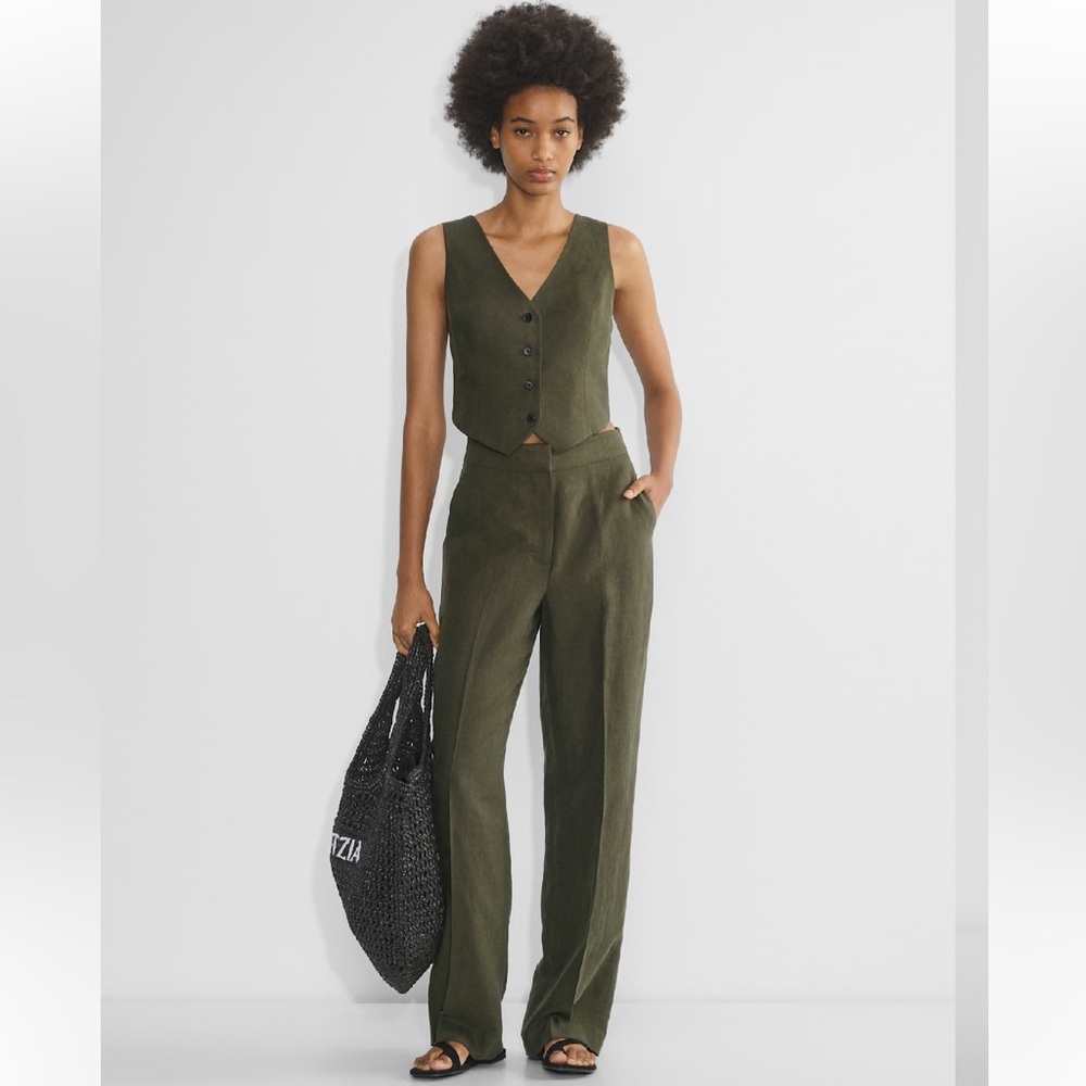 NWT Aritzia linen limitless pants dark navy Sz 2‎
